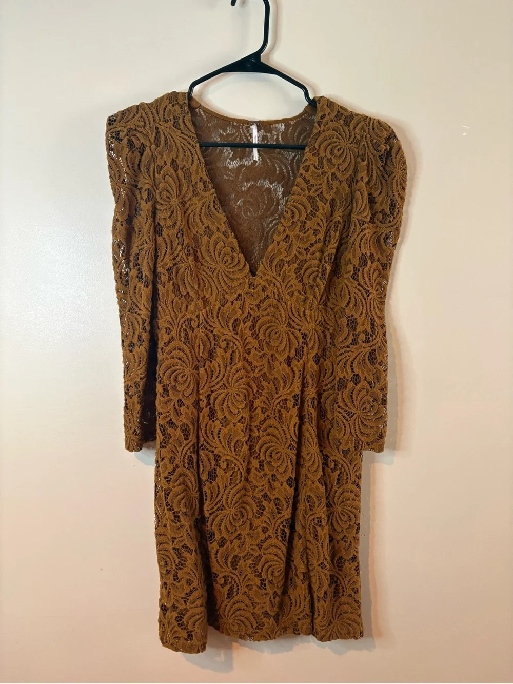 Free People Bronze Dana Lace Bodycon Mini Dress NWOT - Picture 2 of 7